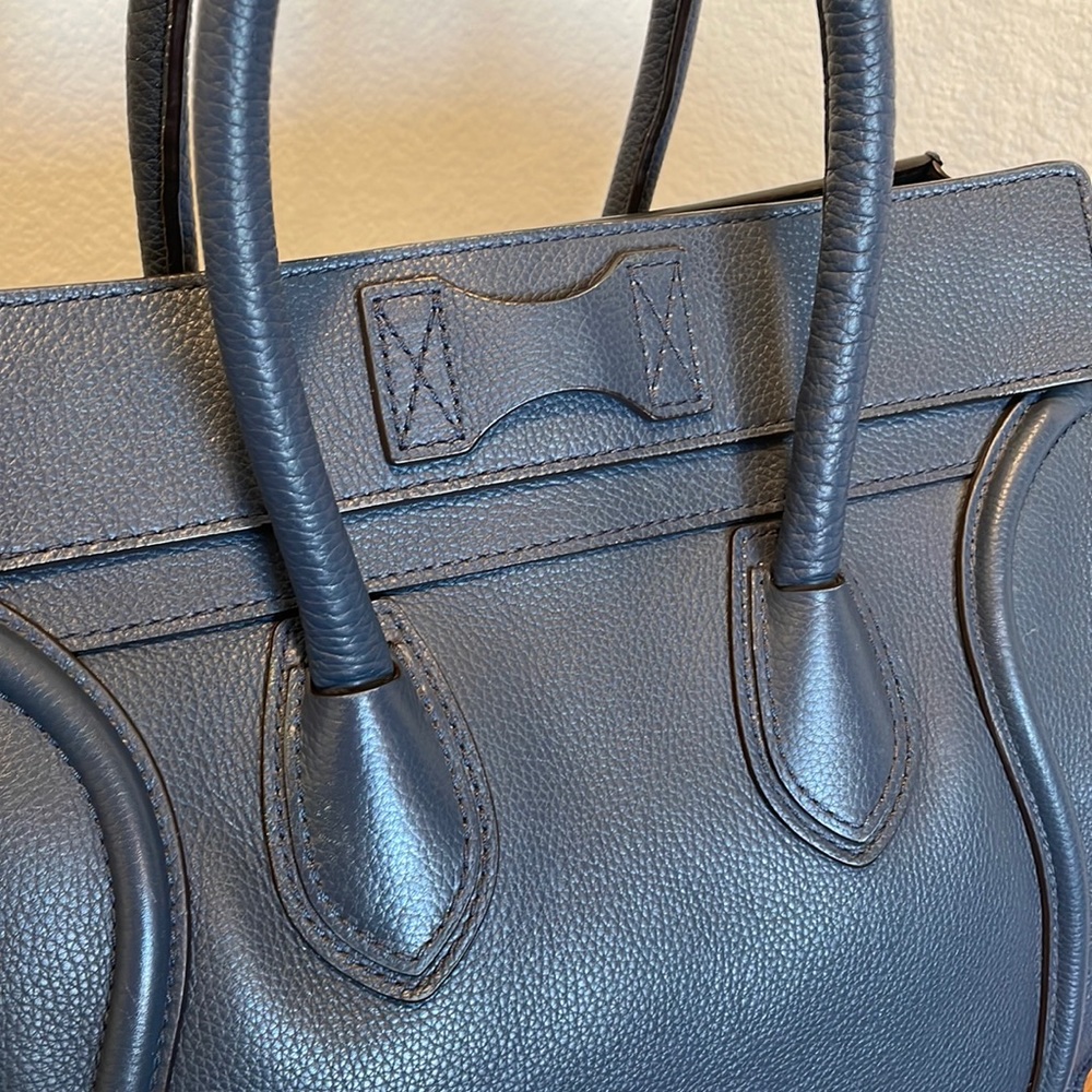 Authentic Celine navy blue mini luggage tote bag - Picture 10 of 15